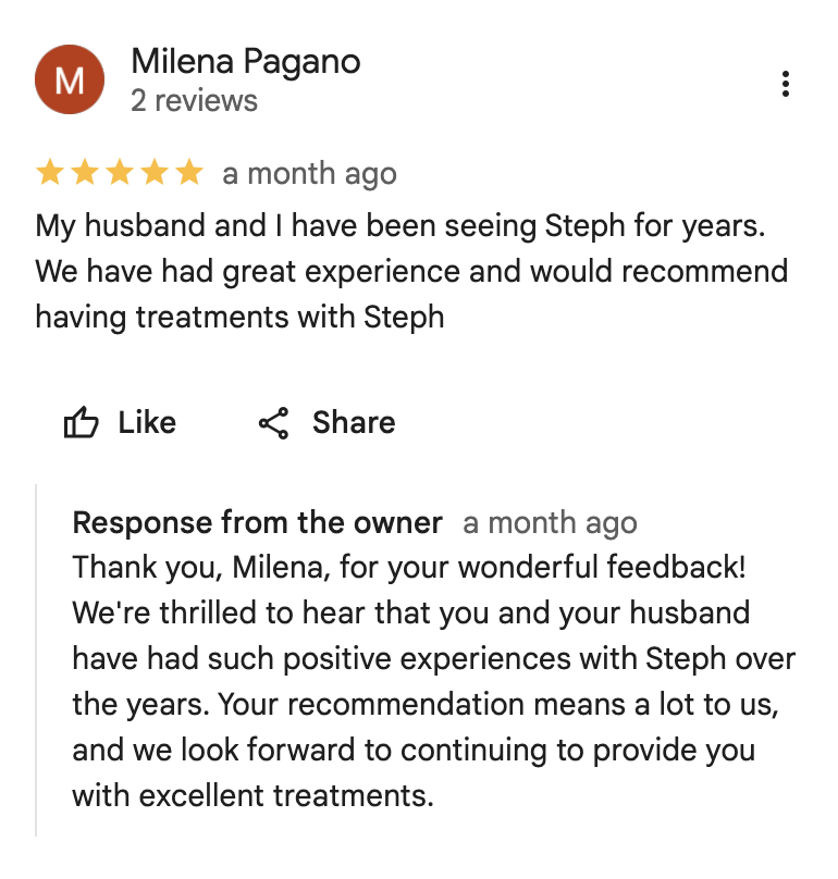 Alpha Athletics personalized review reply example 1